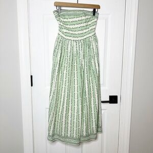 Max Studio Strapless Midi Dress
Womens S Green Vine Cotton White
Smocked